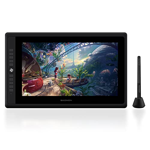 GAOMON PD156PRO 15,6 Zoll Pen Display 125% sRGB Volllaminiertes Zeichentablett mit Bildschirm mit 10 Express-Tasten Professioneller Grafik-Zeichen-Monitor mit begabtem Verstellbarem Ständer Schwarz von GAOMON