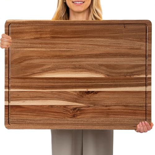 GaoMon 61 x 45,7 cm Akazien-Schneidebrett für Küche, XXL extra große Charcuterie-Käseplatte, Serviertablett, Lebensmittelzubereitungs- und Servierbretter, Schneidebretter für Mahlzeiten, Gemüse und von GAOMON