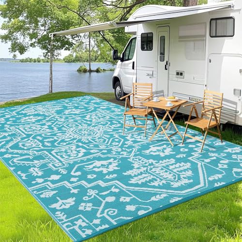 Outdoor-Teppich, wasserdicht, wendbar, Kunststoff, Stroh, Terrassenteppich, schmutzabweisend, Vintage-Medaillon-Teppich, groß, leicht zu reinigen, für Innen- und Außenbereich, Wohnmobil-Matte für Deck Outdoor-Teppich, wasserdicht, wendbar, Kunststoff, Stroh, Terrassenteppich, schmutzabweisend, Vintage-Medaillon-Teppich, groß, leicht zu reinigen, für Innen- und Außenbereich, Wohnmobil-Matte für Deck von GAOMON