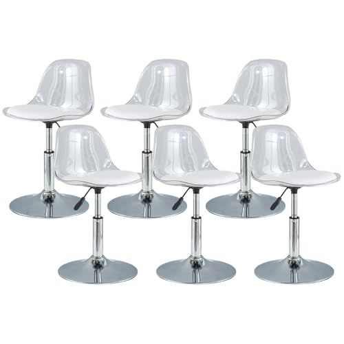 GAORUTO Barhocker 2/4/6er-Set, drehbare Theken-Barhocker mit Rückenlehne, Verstellbarer transparenter Barhocker, Moderne armlose Frühstücksbarstühle für die Küche Low,6 Pcs von GAORUTO