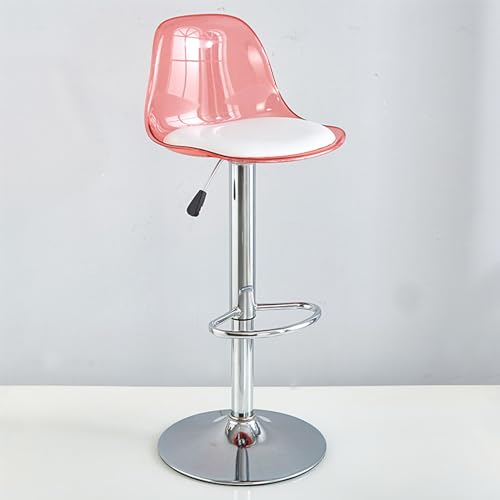 GAORUTO Barhocker-Set, drehbare Theken-Barhocker mit Rückenlehne, Verstellbarer transparenter Barhocker, Moderne armlose Frühstücksbarstühle für die Küche Pink,Tall von GAORUTO