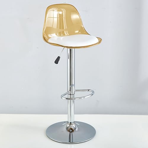 GAORUTO Barhocker-Set, drehbare Theken-Barhocker mit Rückenlehne, Verstellbarer transparenter Barhocker, Moderne armlose Frühstücksbarstühle für die Küche Yellow,Tall von GAORUTO