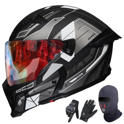 GAORUTO Integralhelme Für Motorradfahrer, ECE 22.06-Zugelassen, Modularer Offener Helm Mit Doppelvisier, Rollerhelm Für Erwachsene, Männer Und Frauen G-3,XL (61-62cm) von GAORUTO