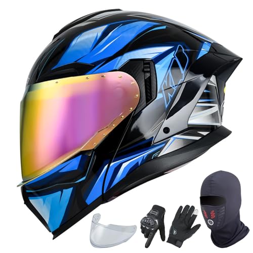 GAORUTO Klapphelm mit Doppelvisier, Integralhelm für Motorradfahrer mit klarem Visier, ECE 22.06-geprüft D,XL (61-62cm) von GAORUTO