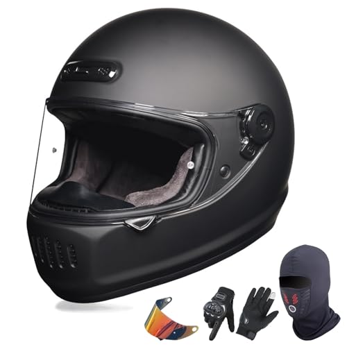 GAORUTO Vintage-Integralhelm Für Männer Und Frauen, Jethelm Mit Klarer Und Getönter Sonnenblende, Roller-Motocross-Casco, ECE 22.06-Geprüft B,XXL (61-62cm) von GAORUTO