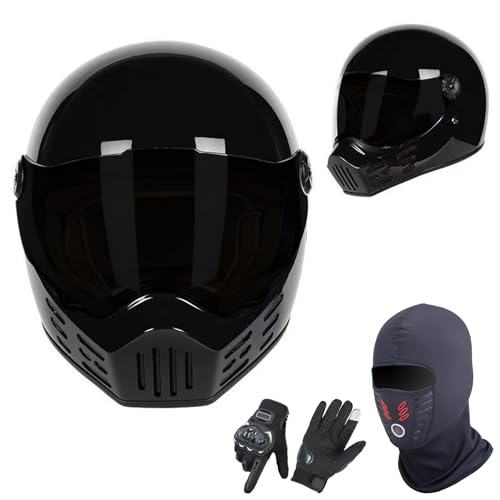 GAORUTO Vintage Integralhelm Für Motorrad Für Erwachsene Mann Frau Motorrad Jethelm Mit Sonnenblende Roller Motocross Helm Casco ECE 22.06 Zugelassen C-2,XXL (63-64cm) von GAORUTO
