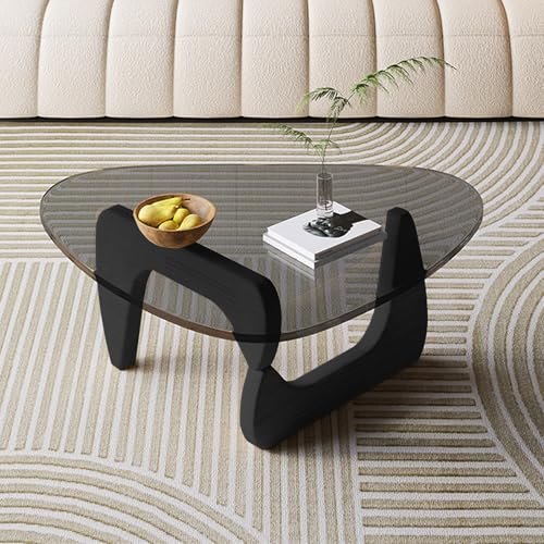 Moderner Couchtisch aus der Mitte des Jahrhunderts, dreieckiger Couchtisch aus Glas mit Massivholzbasis und verdickter Tischplatte aus gehärtetem Glas, moderner Sofa-Beistelltisch D Moderner Couchtisch aus der Mitte des Jahrhunderts, dreieckiger Couchtisch aus Glas mit Massivholzbasis und verdickter Tischplatte aus gehärtetem Glas, moderner Sofa-Beistelltisch D von GAORUTO