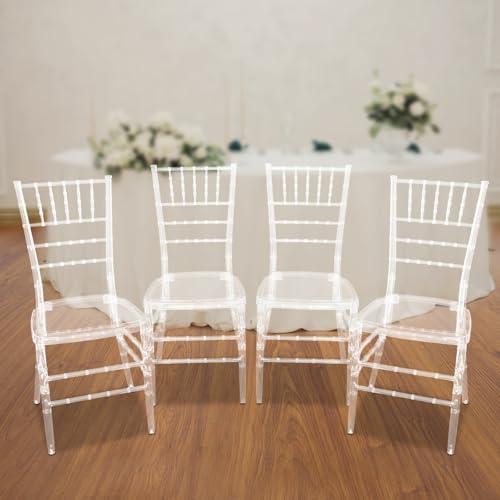 GAOUSD Set mit 4 transparenten Esszimmerstühlen, mit Rückenlehne, Küche, Stuhl, Tragfähigkeit 200 kg, für Wohnzimmer, Familie, Ballsaal, Hochzeit von GAOUSD