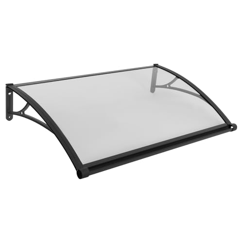 Vordach Haustür überdachung Haustür Regenschutz,Alu Vordach Türdach Türvordach Pultvordach Haustürvordach Überdachung,Für Terrassen, Veranden, Fenster, Haustüren (Grau + Transparent) von GAOUSD