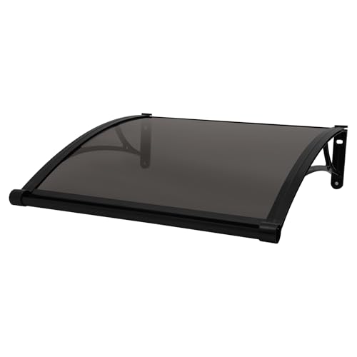 Vordach Haustür überdachung Haustür Regenschutz,Alu Vordach Türdach Türvordach Pultvordach Haustürvordach Überdachung,Für Terrassen, Veranden, Fenster, Haustüren (Schwarz + Tee) von GAOUSD