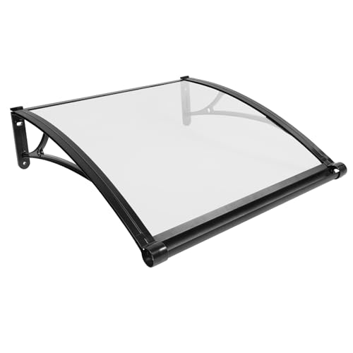 Vordach Haustür überdachung Haustür Regenschutz,Alu Vordach Türdach Türvordach Pultvordach Haustürvordach Überdachung,Für Terrassen, Veranden, Fenster, Haustüren (Schwarz + Transparent) von GAOUSD