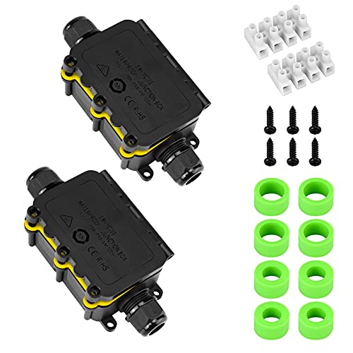 2 Stück 2 Wege Abzweigdose, Verbindungsdose IP68 Wasserdicht, Kabelverbinder Aussen, Außen Verteilerdose, Junction Box, Erdkabel Elektrischer Klemmdose, 5-14mm Kabeldurchmesser 2 Stück 2 Wege Abzweigdose, Verbindungsdose IP68 Wasserdicht, Kabelverbinder Aussen, Außen Verteilerdose, Junction Box, Erdkabel Elektrischer Klemmdose, 5-14mm Kabeldurchmesser von GAOUTO