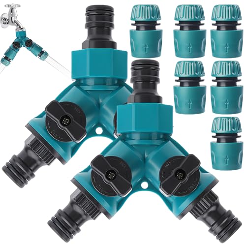 2 Stück 2-Wege Verteiler: Gartenschlauch Wasserverteiler, Schlauch-Y-Verteiler mit Absperrventil und 6 STK Wasserleitungsanschlüssen, Wasserhahnverteiler für Gartenbau, Blumenzucht, Bewässerung 2 Stück 2-Wege Verteiler: Gartenschlauch Wasserverteiler, Schlauch-Y-Verteiler mit Absperrventil und 6 STK Wasserleitungsanschlüssen, Wasserhahnverteiler für Gartenbau, Blumenzucht, Bewässerung von GAOUTO