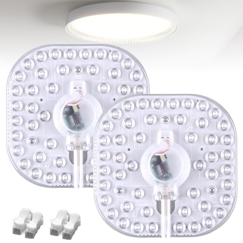 2 Stück LED Nachrüst Umrüst Modul, 24W, Tri-Color 158mm Umrüstplatine mit Haltemagneten, 220V LED Decken Tafel Kreis Lichtmodul anschlussfertig für Deckenleuchte Ringlampe Rundlampe Röhrenlampe von GAOUTO