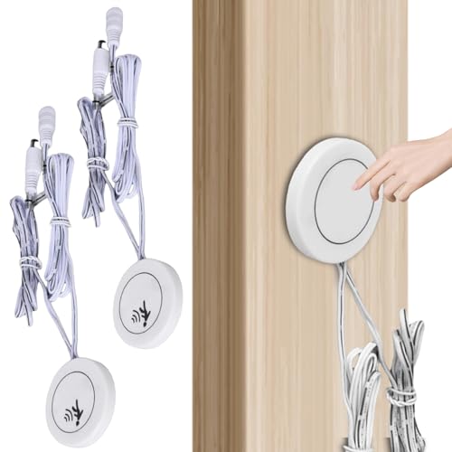 2 Stück LED Touch Dimmer Schalter Verdeckt, DC12V LED Berührungsschalter dimmbar, Sensor Dimmer Schalter für Smart Home LED Lichtleiste, Holz, Stein, Glas usw keine Löcher erforderlich(Weiß) von GAOUTO