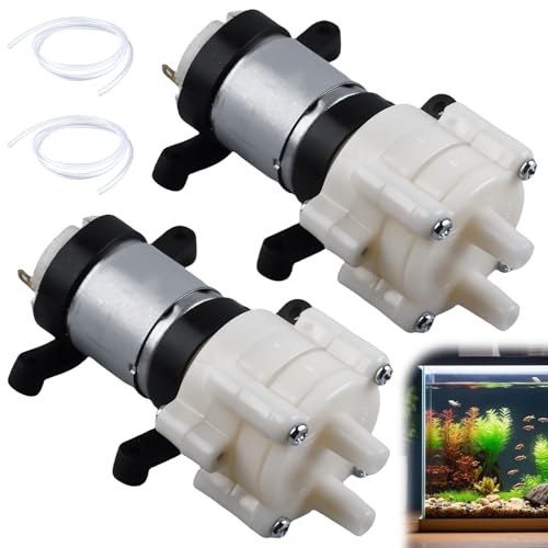 2 Stück Membranpumpe 12V: 385 DC Wasserdruck Membranpumpe, 1-2 L/min Mini Wasser Saugpumpe, Wasserpumpe Selbstansaugend, 12 V Mini Elektrische Wassersaugpumpe für Tee Maschine Wasserspender Aquarium von GAOUTO