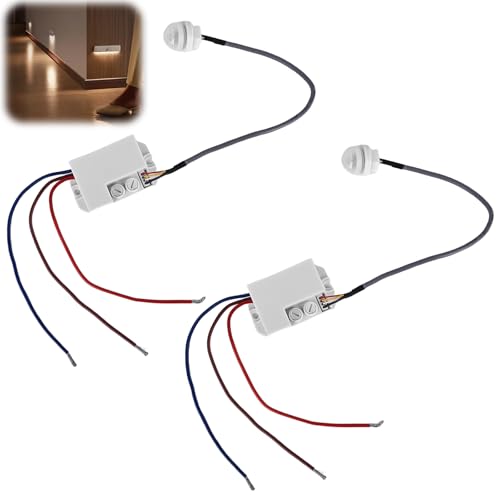 2 Stück Mini Bewegungsmelder 220v, IP65 Einstellbare Verzögerung Automatischer Infrarot-Sensorschalter, Mini Infrarot Bewegungsmelder unterputz mit Dämmerungssensor für den Innen und Außenbereich von GAOUTO