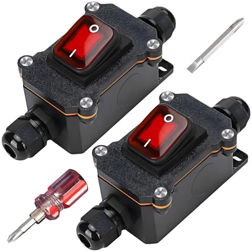 2 Stück Wasserdichter Inline Schalter 12V 20A, Schalter 12V Wasserdicht IP67 Mit Schraubendreher, 12V DPST 4 Polig Schalter Kabelschalter, Inline Schalter Wasserdicht, Maschinenschalter Switch von GAOUTO