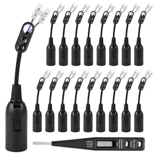 20 Stück E14 Fassung: Lampenfassung E14 Set, Lampenfassung mit Kabel und Spannungsprüfer, Ersatzfassung Baulampenfassung für Pflanzenbeleuchtung Büroküchen Aquariumbeleuchtung Glühbirnen Fassung von GAOUTO