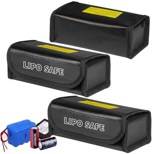 3 Stück Lipo Safe Bag, Lipo Akku Tasche, Feuerfeste Sicherheitsschutztasch, Lipo-Sicherheitstasche, Lipo Batterie Tasche Explosionsgeschützte Batterie Safe Bag für Charge und Aufbewahren, Schwarz von GAOUTO