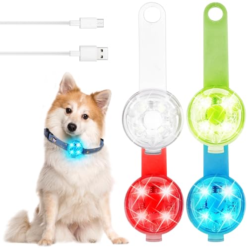 4 Stück Sicherheit Haustier Lichter: Sicherheits LED Blinklicht USB Wiederaufladbar mit 3 Blinkmodis, Wasserdichte LED Licht Leuchtanhänger für Hunde Katzen nächtliche Nachtspaziergänge Camping 4 Stück Sicherheit Haustier Lichter: Sicherheits LED Blinklicht USB Wiederaufladbar mit 3 Blinkmodis, Wasserdichte LED Licht Leuchtanhänger für Hunde Katzen nächtliche Nachtspaziergänge Camping von GAOUTO