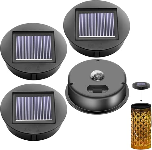 4 Stück Solarleuchten Ersatzteile: φ8cm Solarleuchten Ersatz Top mit Heller LED, IP65 Wasserdicht Solarpanel Hängende Laterne Ersatzoberteil, Solarpanel Ersatzteil für Solarlaterne Garten Auße und DIY von GAOUTO