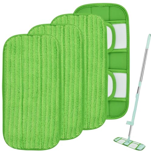 4 Stück Tücher Wiederverwendbare für Swiffer Sweeper Mop: Pads Reusable Waschbare Nachfüllpacks für Nass- und Trockengebrauch, Wischmopp Ersatz Mikrofaser Set für Laminat, Fliesen, Parkett von GAOUTO