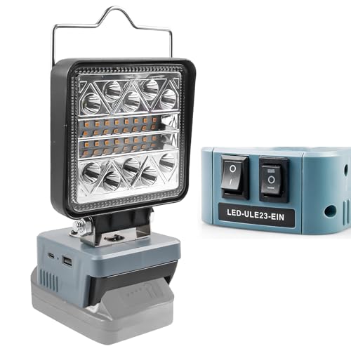 Akku Lampe für Einhell 18V Akku, Einhell Akku Lampe, Arbeitsleuchte mit USB-A- und Typ-C-Anschlüssen, 1800LM, 180° Drehbarer LED Strahler 6 Modi Helligkeit, LED Strahler, Baustellen Lampe von GAOUTO