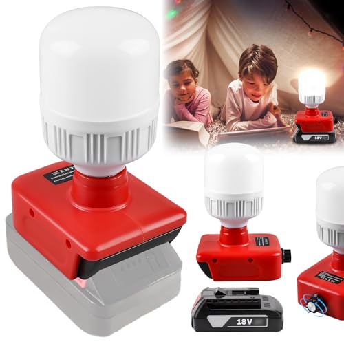 Akku Lampe für Einhell 18V Akku:Einhell Akku Lampe,12W LED Baustrahler mit E27 Bulbs Einstellbares 150-1300LM, Arbeitsbeleuchtung,LED Strahler,Einstellbare Helligkeit Taschenlampe Baustellenlampe von GAOUTO