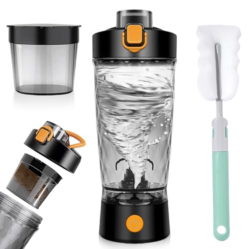 Elektrischer Shaker Eiweiß, Shaker Proteinshake 600ML, USB Wiederaufladbar Shake Mixer, Automatischer Eiweiß Shaker, Shaker mit Pulverfach Geeignet für Proteinshake und Milch Shake, BPA-frei von GAOUTO