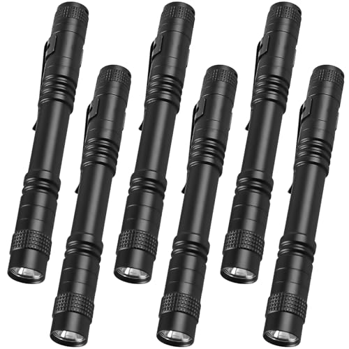 GAOUTO 6 Stück LED Taschenlampe, Wasserdicht Klein Taschenlampe mit Clip die Beleuchtung, Hohe Lumen Weißes Licht Mini, Penlight für Camping, Wandern, Notfall und Außenbereich von GAOUTO