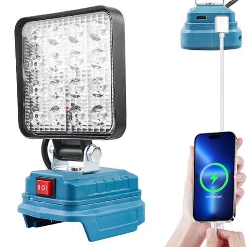 GAOUTO: 2 Stück LED Arbeitsleuchte Akku 18V, 27W LED Strahler, Kabellose Baustrahler Mit Schnellladung USB Und Typ-C, Tragbare Flutlichter Ideal Für Baustelle, Werkstatt, Camping (Weiß) GAOUTO: 2 Stück LED Arbeitsleuchte Akku 18V, 27W LED Strahler, Kabellose Baustrahler Mit Schnellladung USB Und Typ-C, Tragbare Flutlichter Ideal Für Baustelle, Werkstatt, Camping (Weiß) von GAOUTO