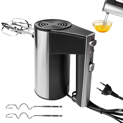 GAOUTO Handmixer Elektrisch Handrührgerät, 450W Elektrischer Handmixer, Mixer Handrührer mit 4*Edelstahl Zubehör, 5 Einstellstufen, Elektrischer Handmixer, Rührgerät Handmixer, Küchenmixer, Schwarz von GAOUTO