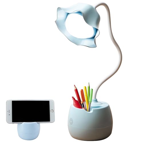 GAOUTO LED Tischlampe, Dimmbare kinder Schreibtischlampe mit 3 Farbtemperaturen, USB Wiederaufladbare Schwanenhals Tischlampe Schreibtischlampe Kabellos für Lesen, Lernen(Blau) von GAOUTO