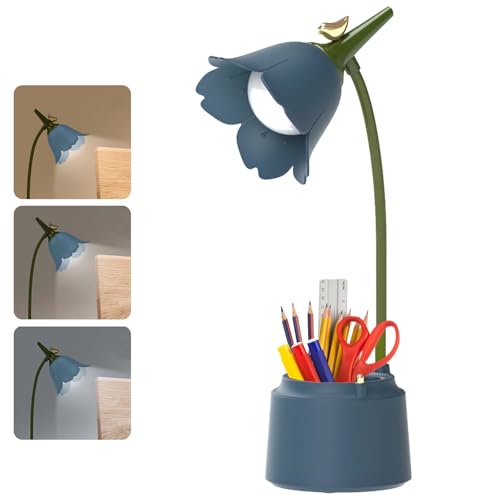 GAOUTO Schreibtischlampe Kinder: Dimmbare LED Tischlampe mit 3 Farbtemperaturen, Schreibtischlampe mit Touchsensor und Flexibles Arm, USB Wiederaufladbar Schreibtischlampe Kinder für Studieren von GAOUTO