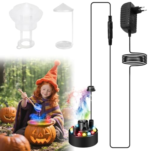 GAOUTO Ultraschall Vernebler, 12 LED Mini Ultraschall Nebelmaschine Halloween, Dreifarbig Gradient Atomizer mit Abnehmbarem Spritzschutz, Mist Maker Wassernebler Fogger für Springbrunnen, Teich von GAOUTO