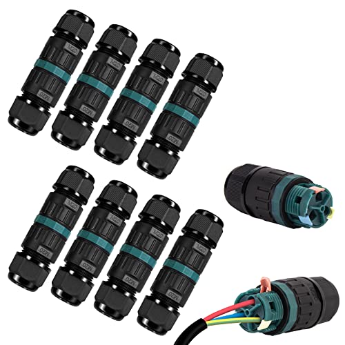 Kabelverbinder Wasserdicht IP68 - Kabelverbinder Wasserdicht 3-polig Erdkabel Verbindungsmuffe für Ø5-12 mm Kabeldurchmesser, 2 Wege Wasserdichte Abzweigdose IP68 für Garten, Outdoor, Boden von GAOUTO