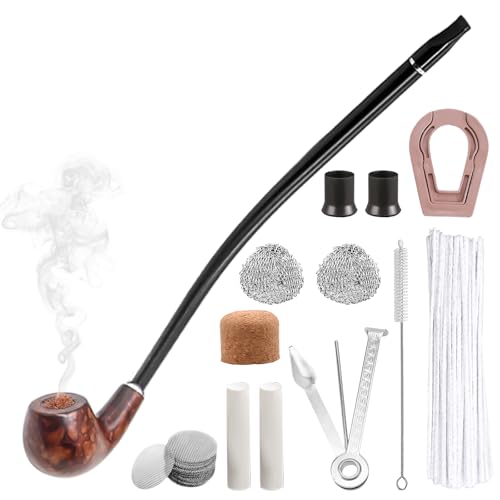 Tabakpfeife, Handgemacht Ebenholz Tabak Pfeifen Set, Holz Tabak Pfeifen Set mit Geschenkset und Zubehör, Perfektes Pfeifenset für Anfänger zum Rauchen, Tabak Pfeife Mundstück, Tabakpfeife Set, Lang Tabakpfeife, Handgemacht Ebenholz Tabak Pfeifen Set, Holz Tabak Pfeifen Set mit Geschenkset und Zubehör, Perfektes Pfeifenset für Anfänger zum Rauchen, Tabak Pfeife Mundstück, Tabakpfeife Set, Lang von GAOUTO