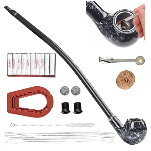 Tabakpfeife, Pfeifentabak Tabak Pfeifen Set, Handgemacht Tabak Pfeifen Set mit Geschenkset und Zubehör, Perfektes Pfeifenset für Anfänger zum Rauchen, Tabak Pfeife Mundstück, Harzmaterial Tabakpfeife, Pfeifentabak Tabak Pfeifen Set, Handgemacht Tabak Pfeifen Set mit Geschenkset und Zubehör, Perfektes Pfeifenset für Anfänger zum Rauchen, Tabak Pfeife Mundstück, Harzmaterial von GAOUTO
