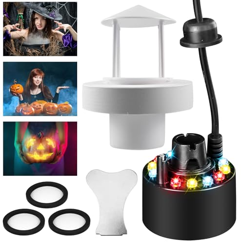 Ultraschall Vernebler, 12 LED Mini Nebelmaschine Halloween mit 3 Zerstäubertablette, Dreifarbig Gradient Atomizer, Mist Maker Wassernebler Fogger mit Abnehmbarem Spritzschutz für Springbrunnen, Teich Ultraschall Vernebler, 12 LED Mini Nebelmaschine Halloween mit 3 Zerstäubertablette, Dreifarbig Gradient Atomizer, Mist Maker Wassernebler Fogger mit Abnehmbarem Spritzschutz für Springbrunnen, Teich von GAOUTO