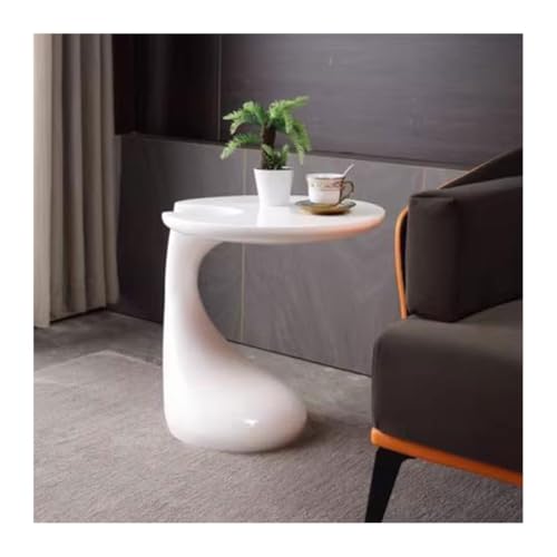GAOWINLY Beistelltisch, 19,6 x 21,6 Zoll runder Kleiner Couchtisch aus ABS for Zuhause, Büro, Wohnzimmer, Schlafzimmer(White) von GAOWINLY