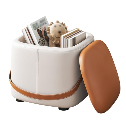 GAOXIAO Sitzhocker mit Stauraum Sitzwürfel Schminktisch Stuhl, Hocker Ottoman Sitzpouf Leder mit Weich Gepolsterter Auflage Sitztruhe, Fußhocker Polsterhocker mit Abnehmbarer Bezug A 32 x 32 x 28 cm von GAOXIAO