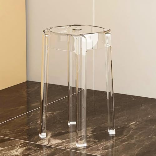 GAOXIAO Transparenter Stapelbarer Hocker für Drinnen und Bar, Acryl Café Stuhl Ersatz, Duschhocker wasserdichter für Badezimmer, Küche Schlafzimmer Familientreffen(Size:4pc,Color:B) von GAOXIAO