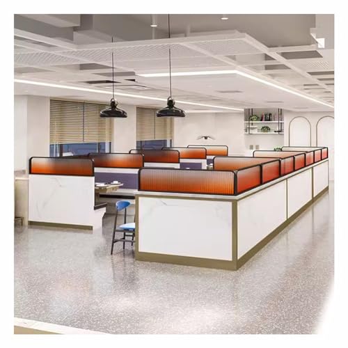 GAOXIONG Dekorativer Schreibtischteiler aus Glas für Essbereiche in Büros und Restaurants. Matt gestreifte Arbeitsplatten-Trennwand mit modernem Design (RTQASQ5106020) von GAOXIONG