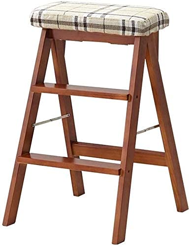 GAOXIONG ErWaad Tritthocker Fußhocker Trittleitern Haushaltsklapphocker Tragbare Leiter Erwachsenenstuhl Küchenhocker Massivholz Hohe Bank Trittleiter Tritthocker/Walnussgitter von GAOXIONG