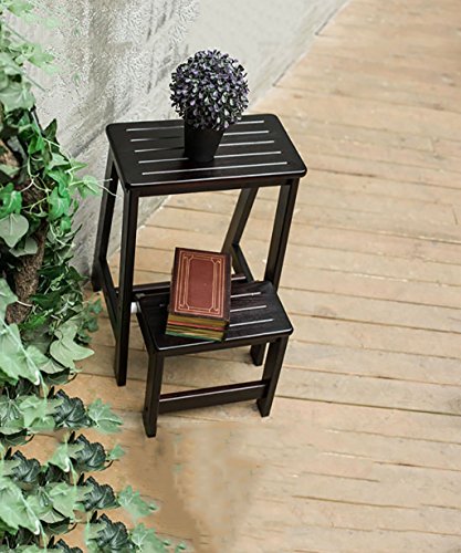 GAOXIONG Step Stool Multifunctional Foldable Solid Wood Ladder Chair Moving Stairs Library Foot Stool, 4 Colors Available, 29 * 48 * 55CM Kitchen,Home,Kitchen,Garage (Color : Black) von GAOXIONG
