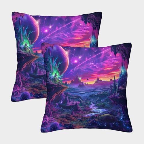 GAOYUCHUN Psychedelic Universe Scene Kissenbezüge Für Outdoor Leisure, Waschbar, Quadratische Kissenbezug Im 2er Pack, Auch Ideal Für Pet Corner 45x45cm von GAOYUCHUN