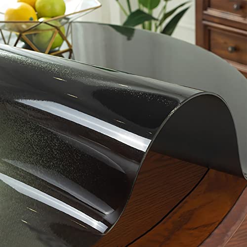 Transparente Tischschutz PVC Tischdecke-Abwischbare,Olbeständig,Kratzfest,Tischfolie,Tischschutzfolie-für Esstisch Couchtisch Und Schreibtisch,Matte Texture Schwarz,Rund (Dicke 2mm, Ø 115cm) von GYUEZX