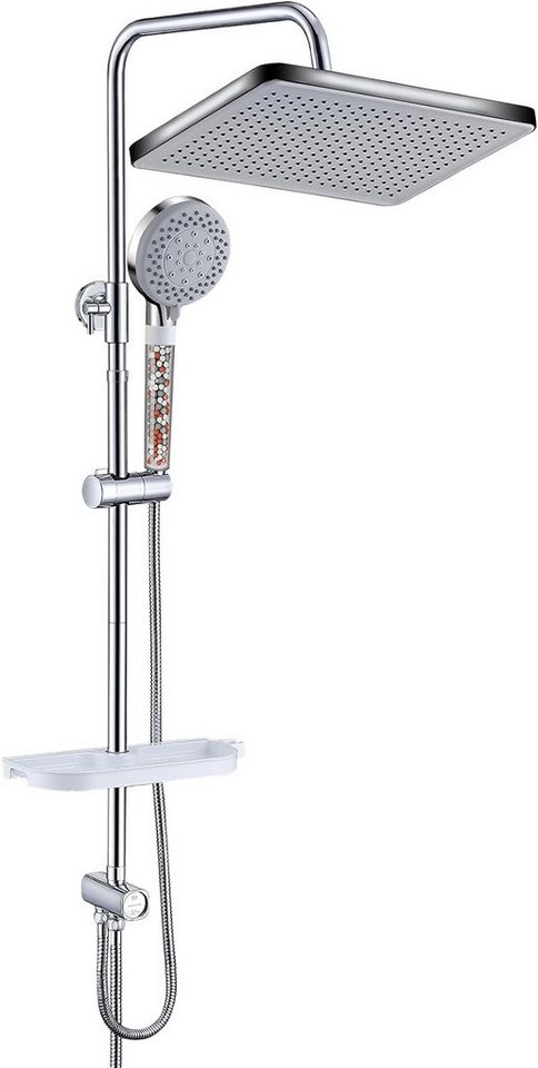 GAOZHI Duschsystem Regendusche Duschset ohne Armatur Edelstahl mit Ablage, 30 x 20 cm Duschkopfs und 5Funktions Handbrause Verstellbares 60–107cm von GAOZHI