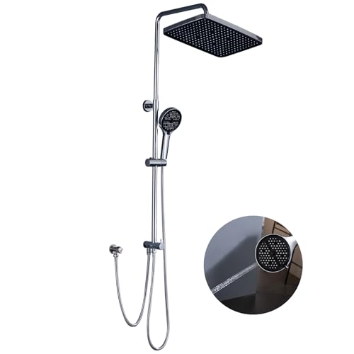 GAOZHI Regendusche Duschkopf 32x21cm Eckig Regendusche ohne Armatur mit 6 Funktions Handbrause Duscharmatur Duschsystem mit Schlauch und Halterung Verstellbares Duschstangeset von GAOZHI